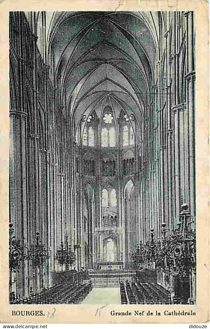 18 - Bourges - Grande Nef De La Cathédrale - Oblitération Ronde De 1939 - CPA - Voir Scans Recto-Verso - Bourges