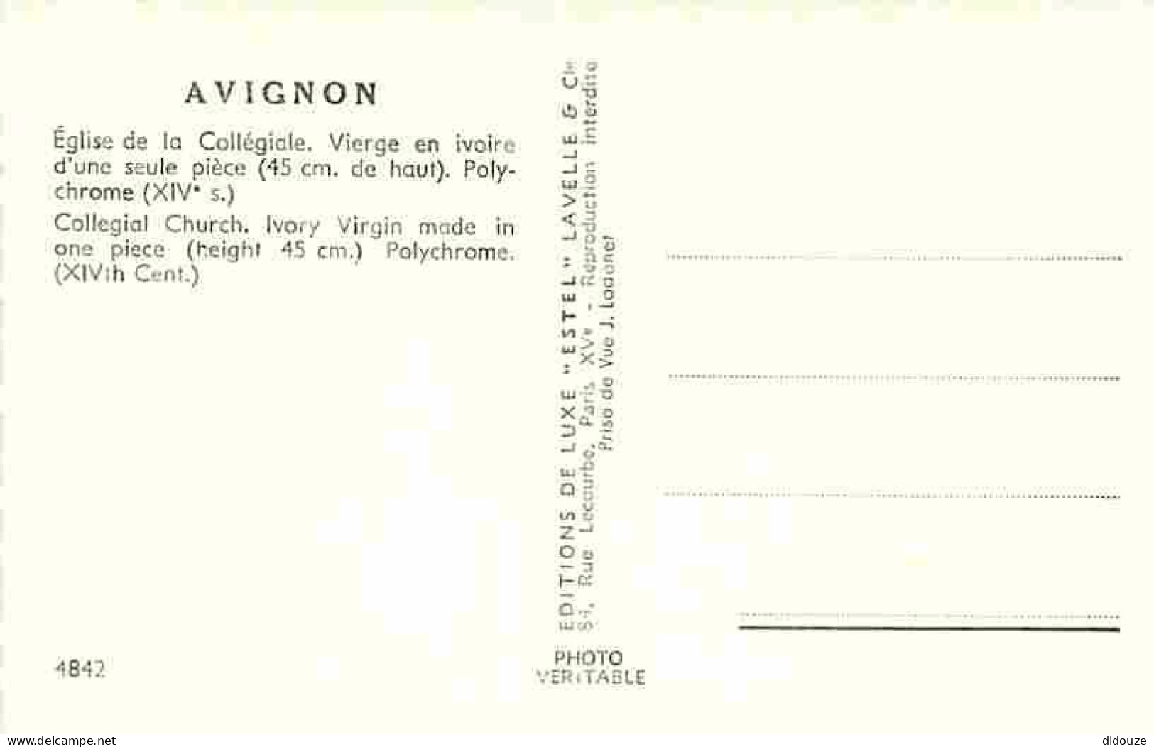 Art - Art Religieux - Avignon - Eglise De La Collégiale - Vierge En Ivoire - CPM - Voir Scans Recto-Verso - Gemälde, Glasmalereien & Statuen