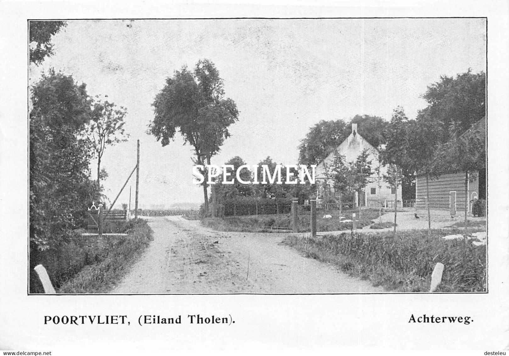 Prent - Achterweg - Poortvliet - Eiland Tholen - 8.5x12.5 Cm - Tholen