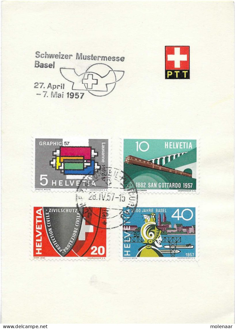 Postzegels > Europa > Zwitserland >kaart Uit 1957 Met 631-634 (17627) - Covers & Documents