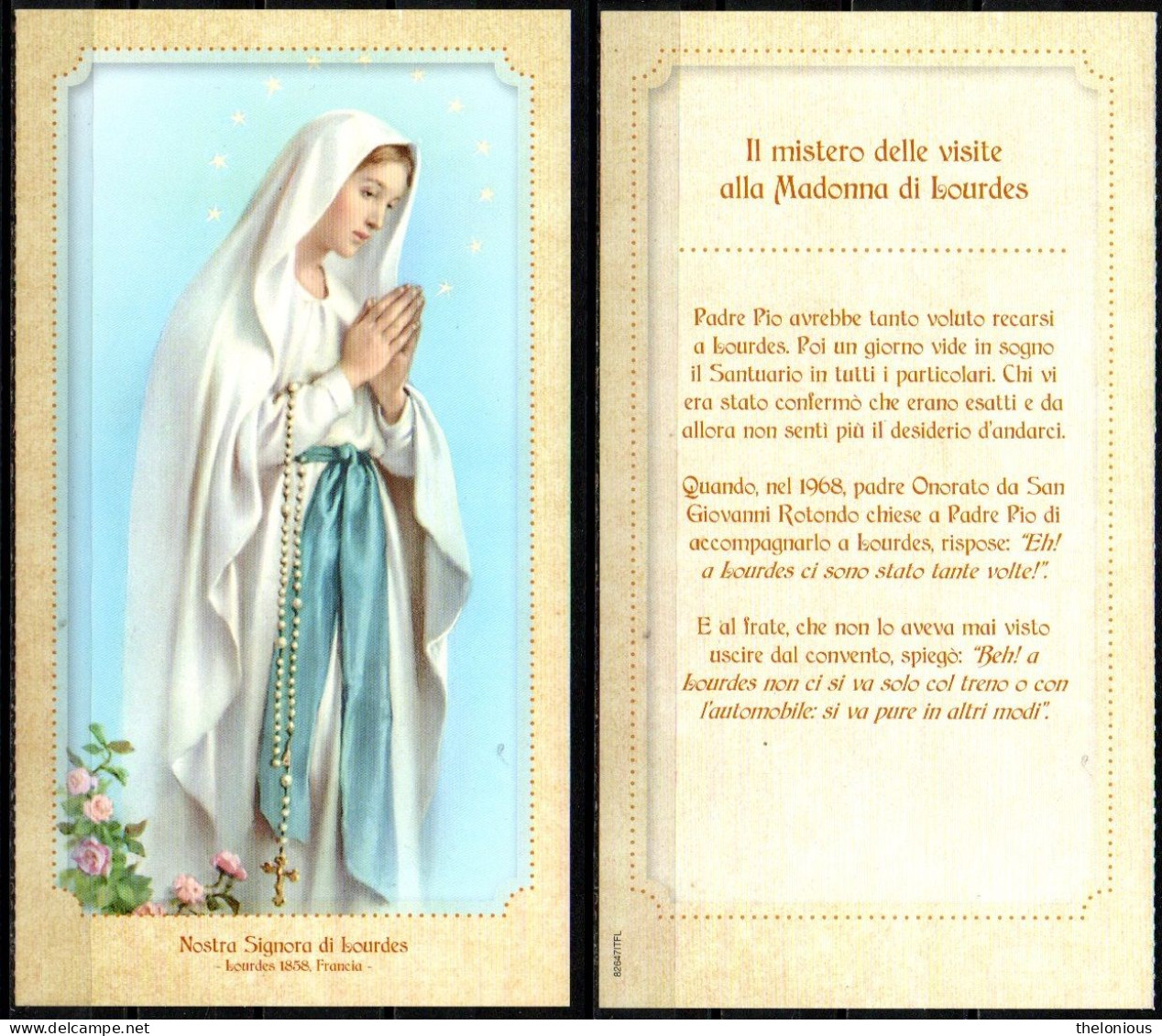 * Santino - Madonna Signora Di Lourdes - Lourdes 1858, Francia - Devotieprenten