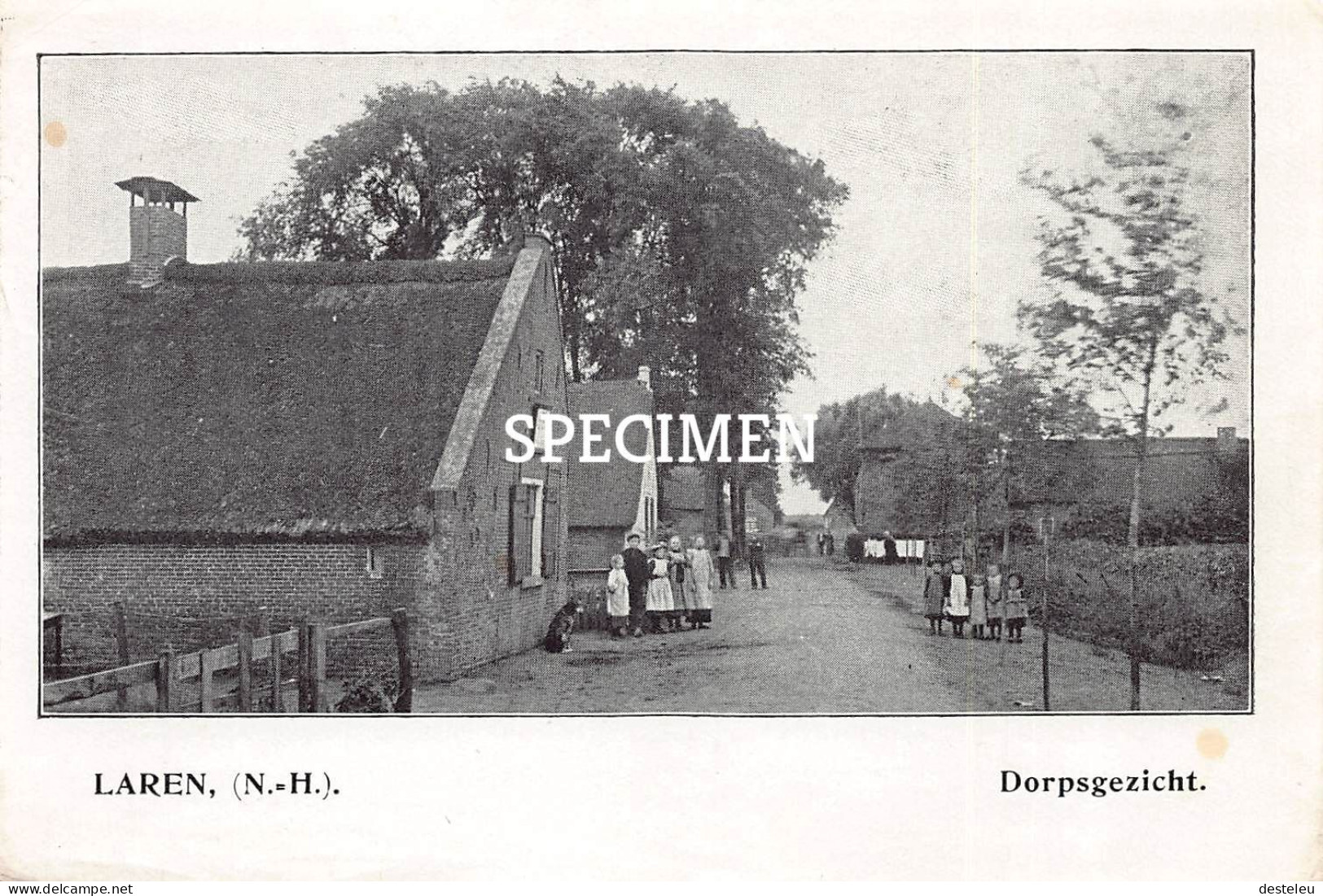 Prent - Dorpsgezicht - Laren  - 8.5x12.5 Cm - Laren (NH)