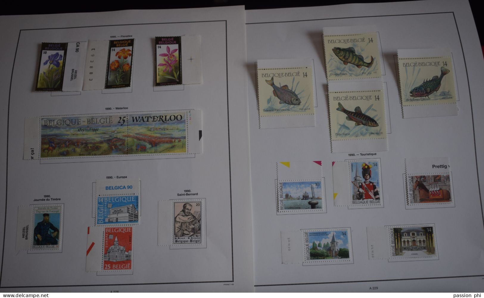 BELGIQUE EN ALBUM PRINET 1990/97 EN MAJORITE SANS CHARNIERE SOUS BANDE HAWID OU COLLE PAR LE BORD DE FEUILLE 1.2 K - Collections