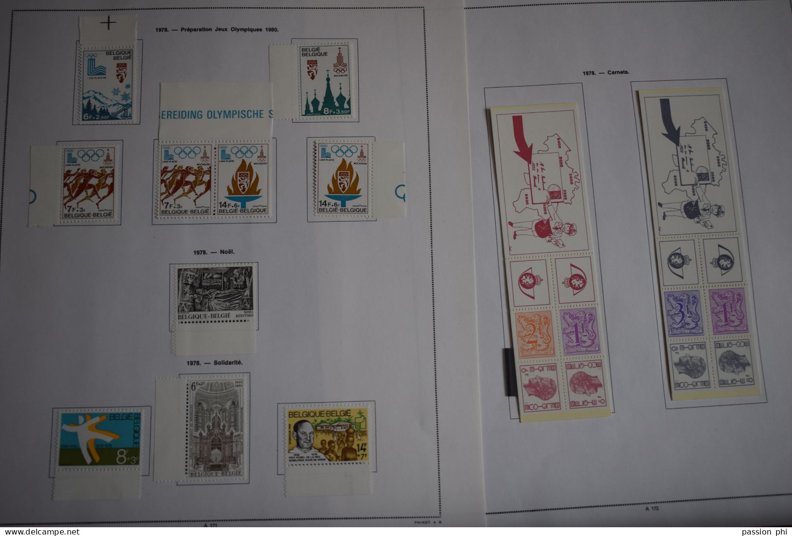 BELGIQUE EN ALBUM PRINET 1966/89 EN MAJORITE SANS CHARNIERE SOUS BANDE HAWID OU COLLE PAR LE BORD DE FEUILLE 2 K