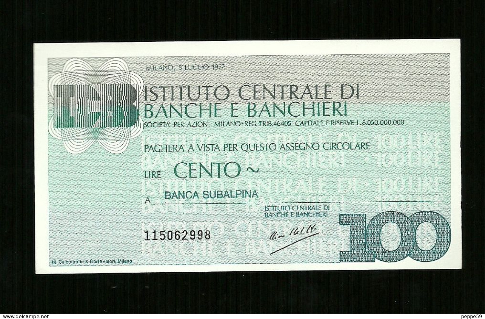 Miniassegni - Banca Subalpina Da Lire 100 - [10] Cheques En Mini-cheques