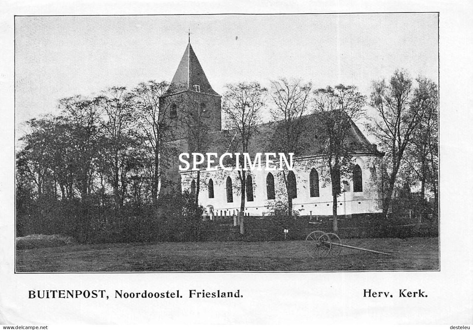 Prent - Buitenpost Noordoostel. Friesland Herv. Kerk - 8.5x12.5 Cm - Otros & Sin Clasificación