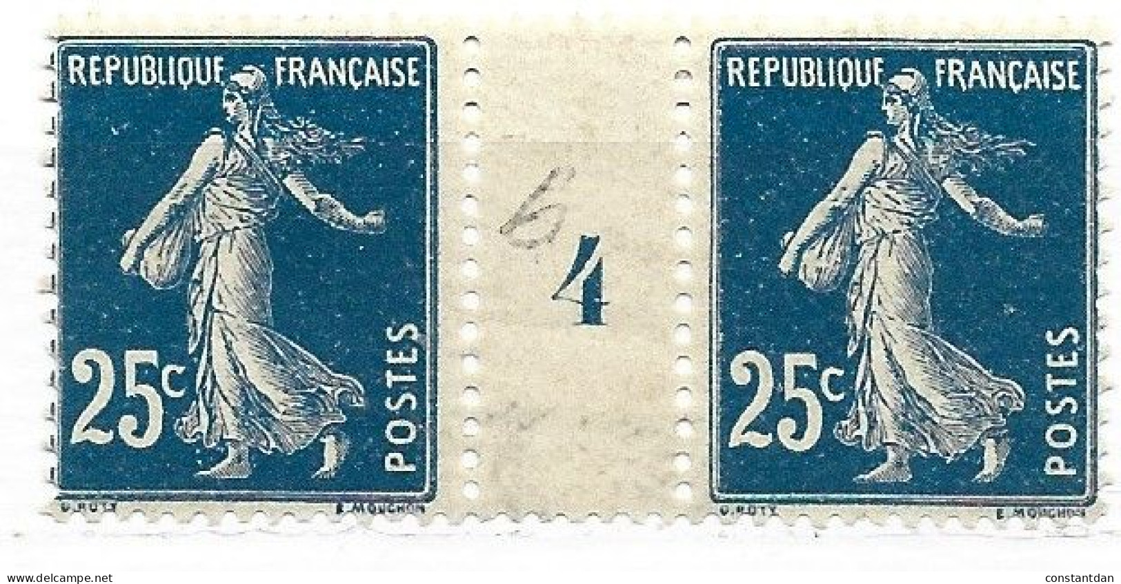 FRANCE N° 140 25C BLEU TYPE SEMEUSE CAMEE MILLESIME 1914 NEUF AVEC CHARNIERE LEGERE - Millesimes