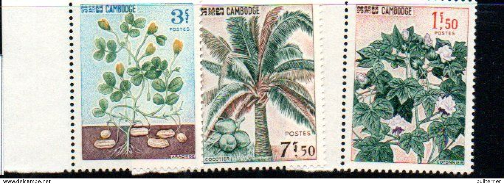 CAMBODIA -  1965 - INDUSTRIAL PLANTS SET OF 3  MINT NEVER HINGED - Cambogia