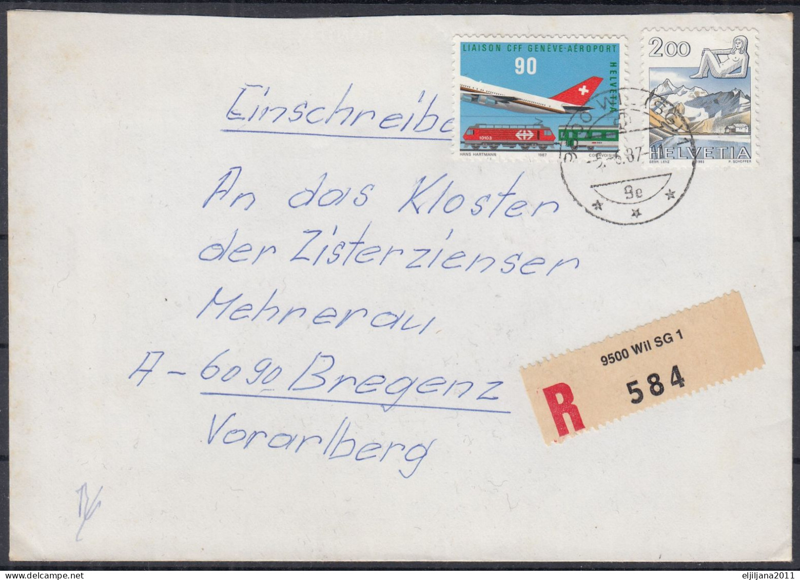 Switzerland / Helvetia / Schweiz / Suisse 1987 ⁕ Nice Cover Registered Mail Wil SG 1 ⁕ See Scan - Lettres & Documents