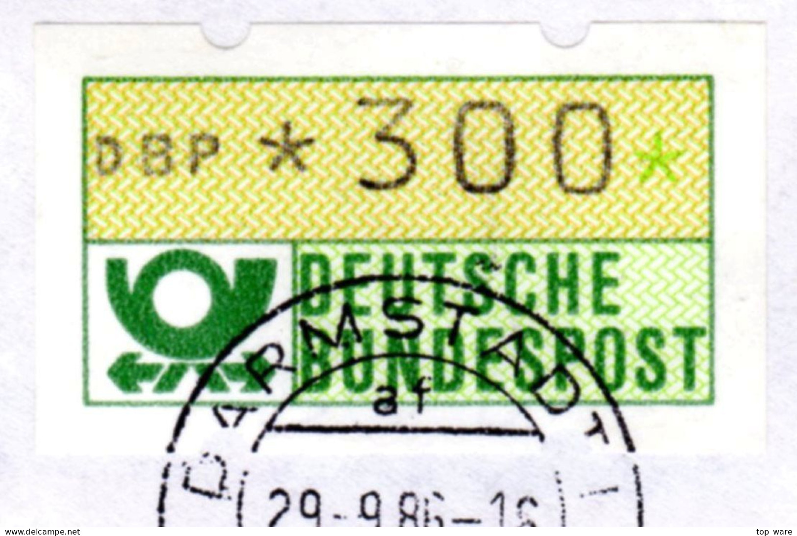 Deutschland Bund ATM 1.1 Hu ZT III Ziffern-Mischtype R-Brief Griechenland 300Pf . + Quittung 29.9.86 Darmstadt 1 - Timbres De Distributeurs [ATM]