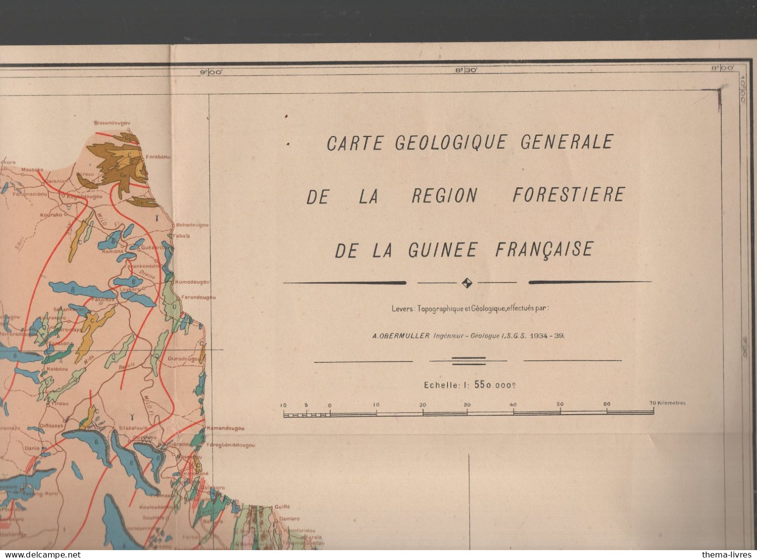 Région Forestière De La Guinée Française  Carte Géologique 1/550000e  (CAT7196) - Andere & Zonder Classificatie