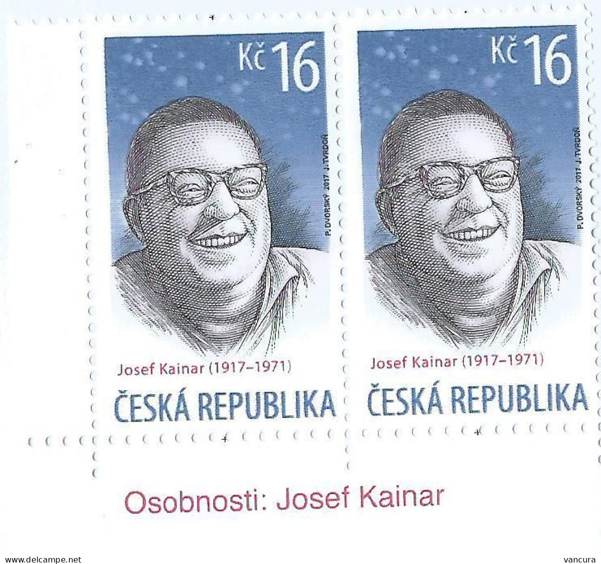 929 Czech Republic Josef Kainar, Poet 2017 - Ongebruikt