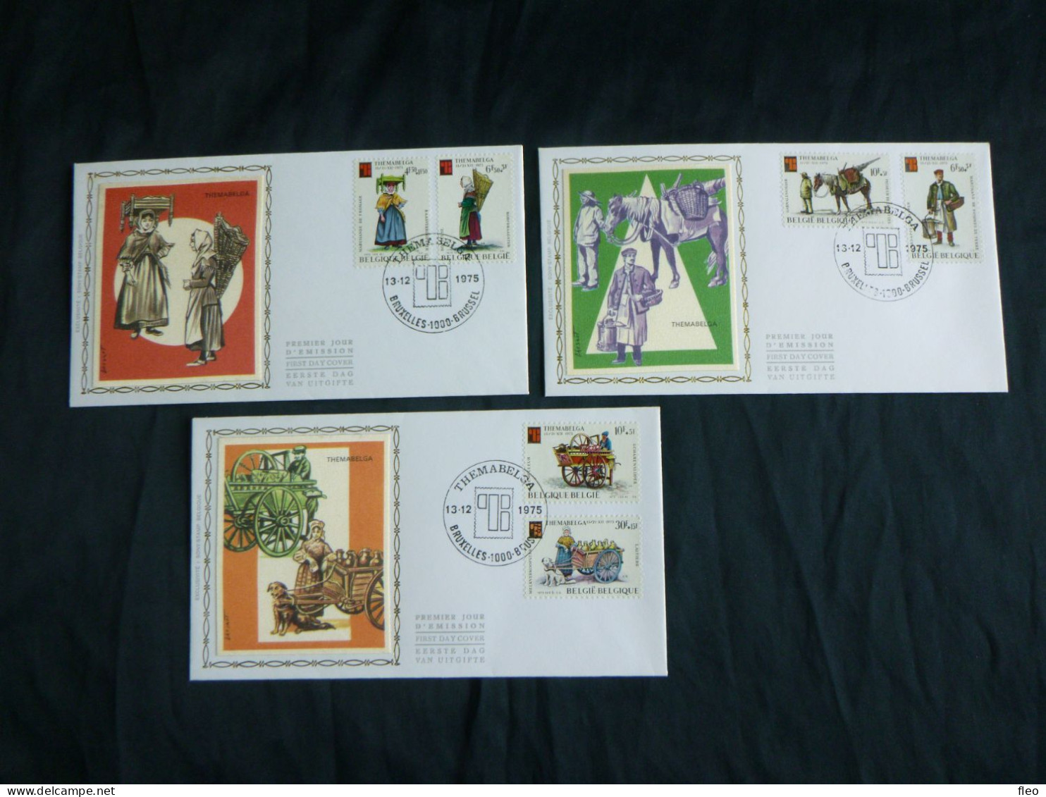 1975 1789 1790 1791 1792 1793 & 1794 FDC's Zijde/soie (Brus/Brux) : " THEMABELGA " - 1971-1980