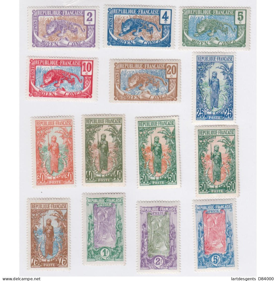 Moyen Congo - 14 Timbres N°48 à N°64 - Neufs* 1907-1917 Colonie Française, Lartdesgents.fr - Covers & Documents
