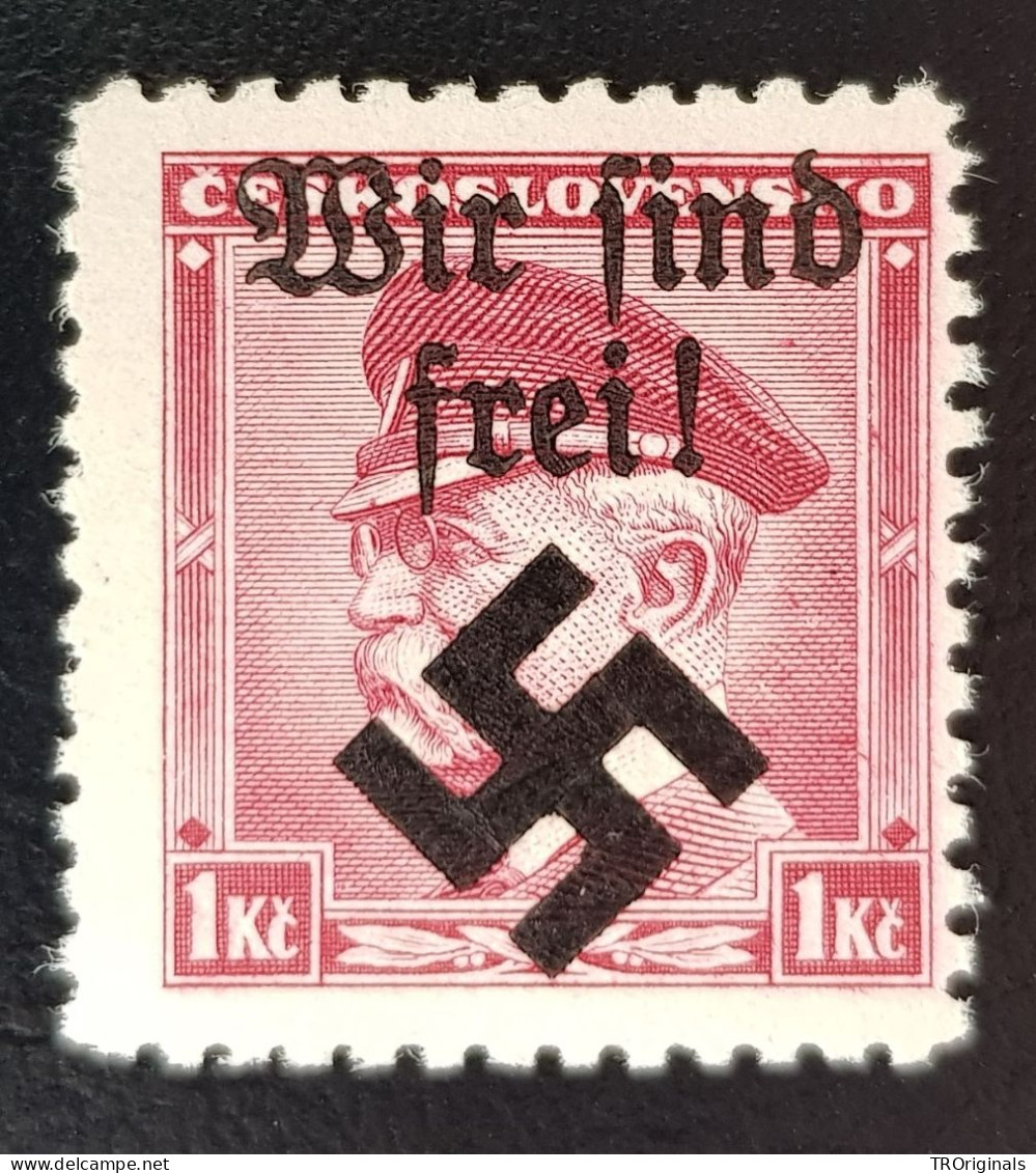 GERMANY THIRD 3RD REICH MAHRISCH OSTRAU WIR SIND FREI OCCUPATION 1K SIGNED 1939 MNH - Occupation 1938-45