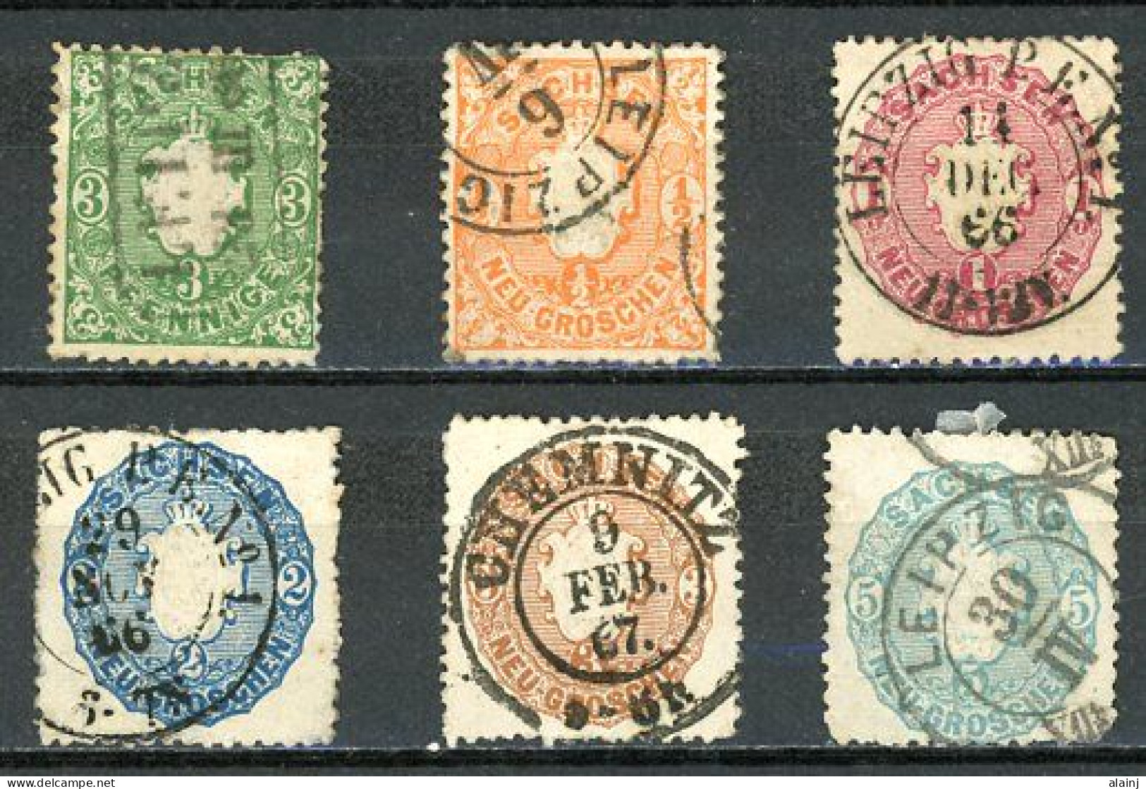 Allemagne Sachsen    Y&T   13 - 19 (Sans Yvert 18)  Obl    ---     Mi   14 - 19 Complet    ---   Excellent état. - Saxe