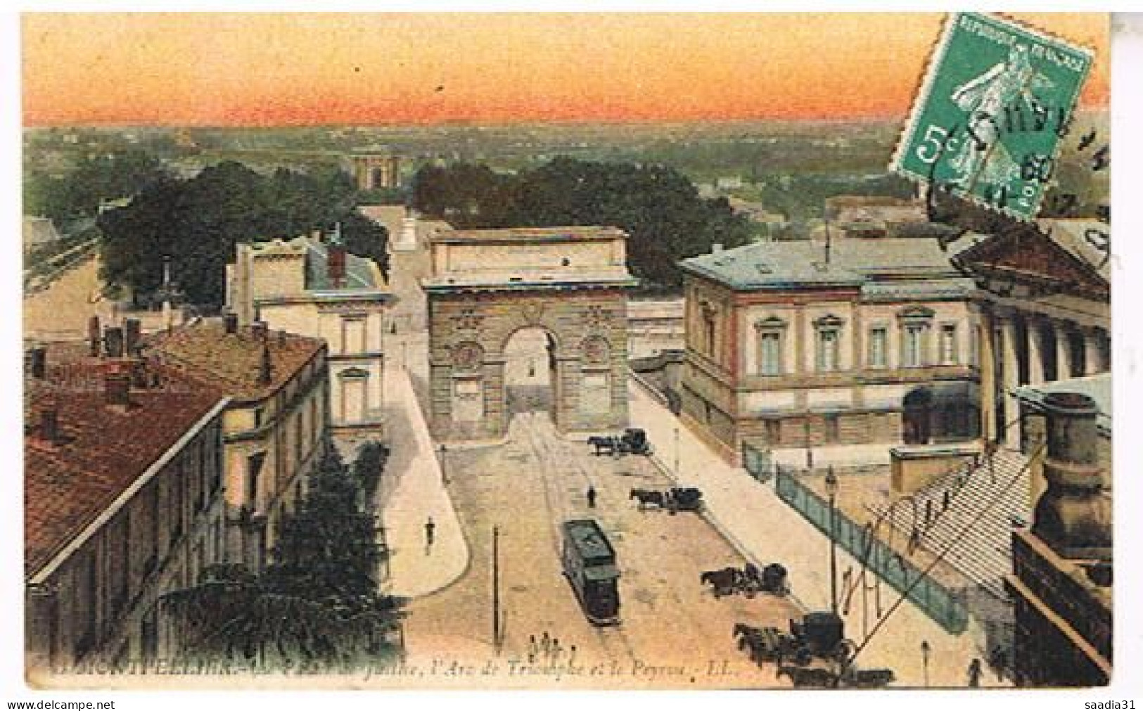 34  MONTPELLIER  LE  PALAIS DE JUSTICE L ARC DE TRIOMPHE ET LE PEYROU  1909 - Montpellier