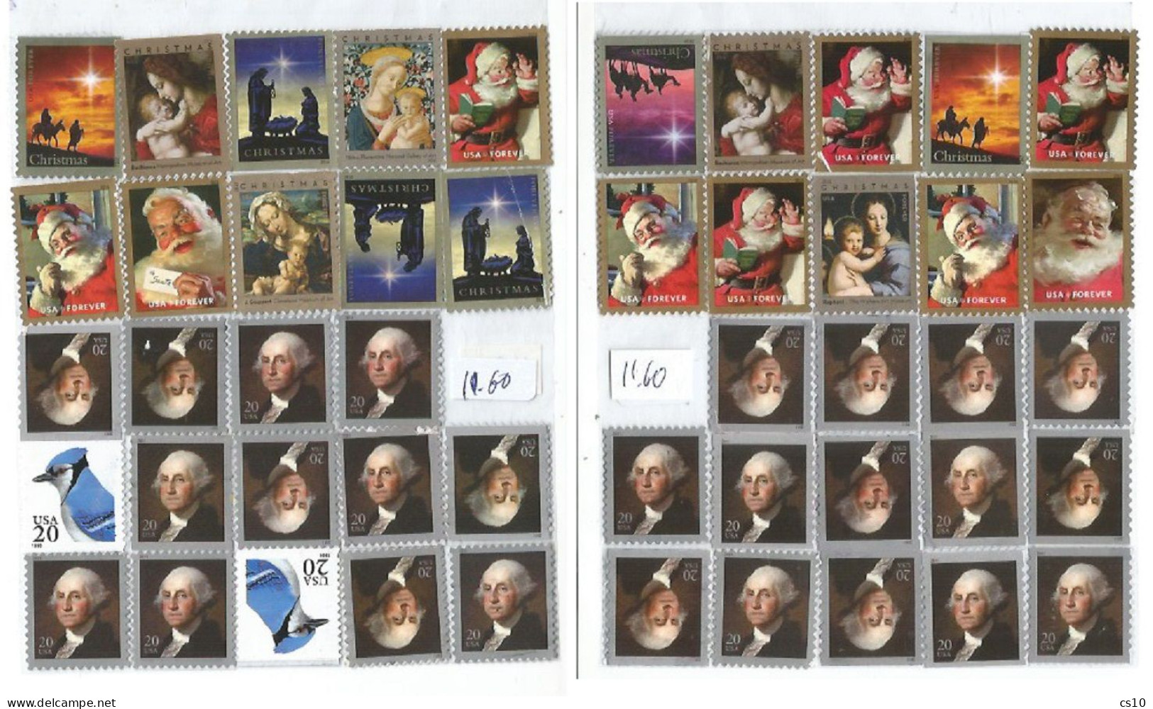 USA UNFRANKED STAMPS X POSTAGE LOT MAINLY HVs UP TO 16.25$ UNDER FACE VALUE TOTAL 334++ USD