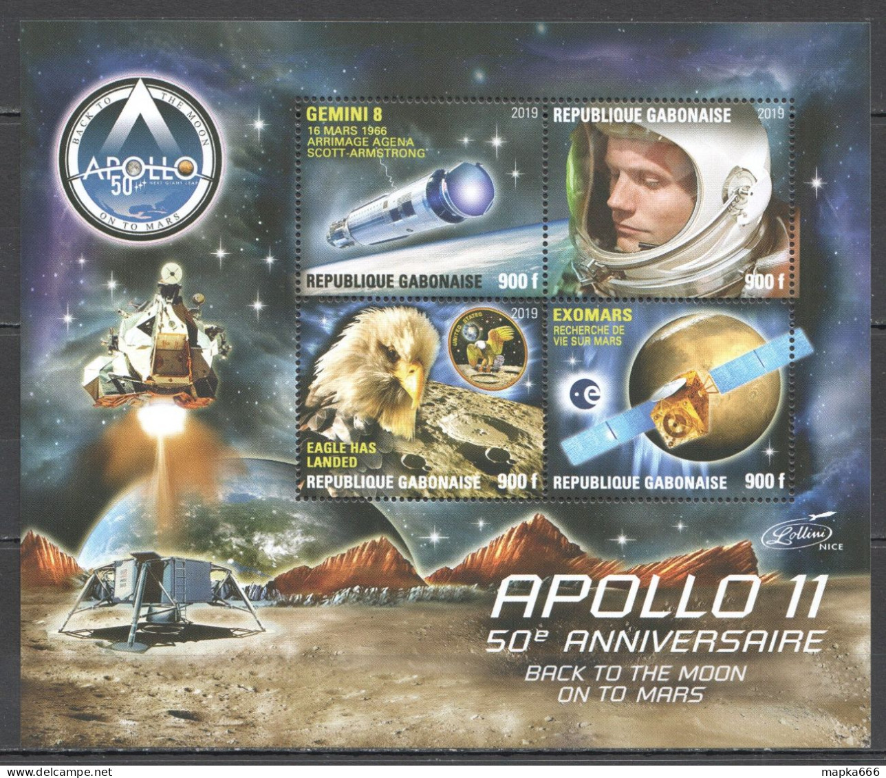 Vk027 2019 Space Apollo 11 Back To The Moon Eagle Birds Gemini 8 Exomars Kb Mnh - Otros & Sin Clasificación