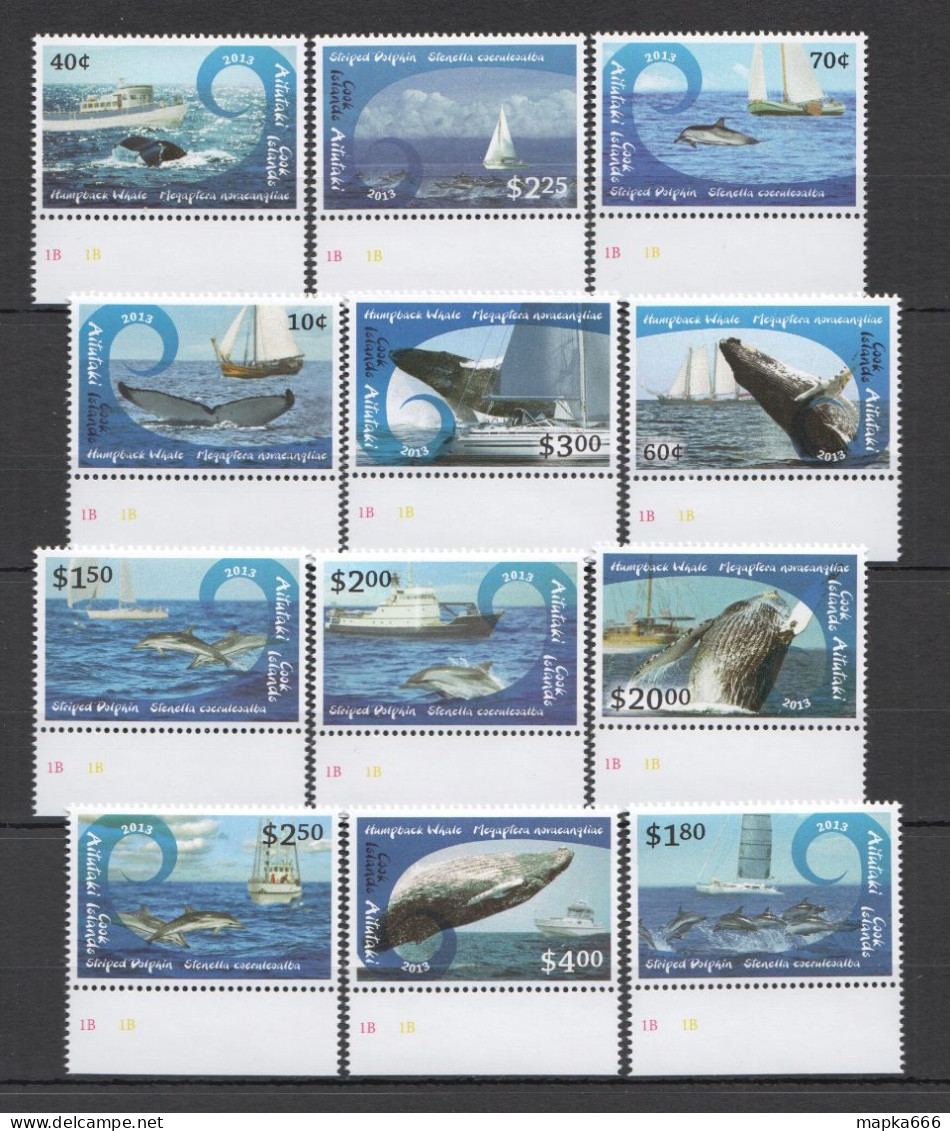 Ft234 2013 Aitutaki Whales & Dolphins Ships Fauna #877-88 Michel 70 Euro Set Mnh - Vie Marine