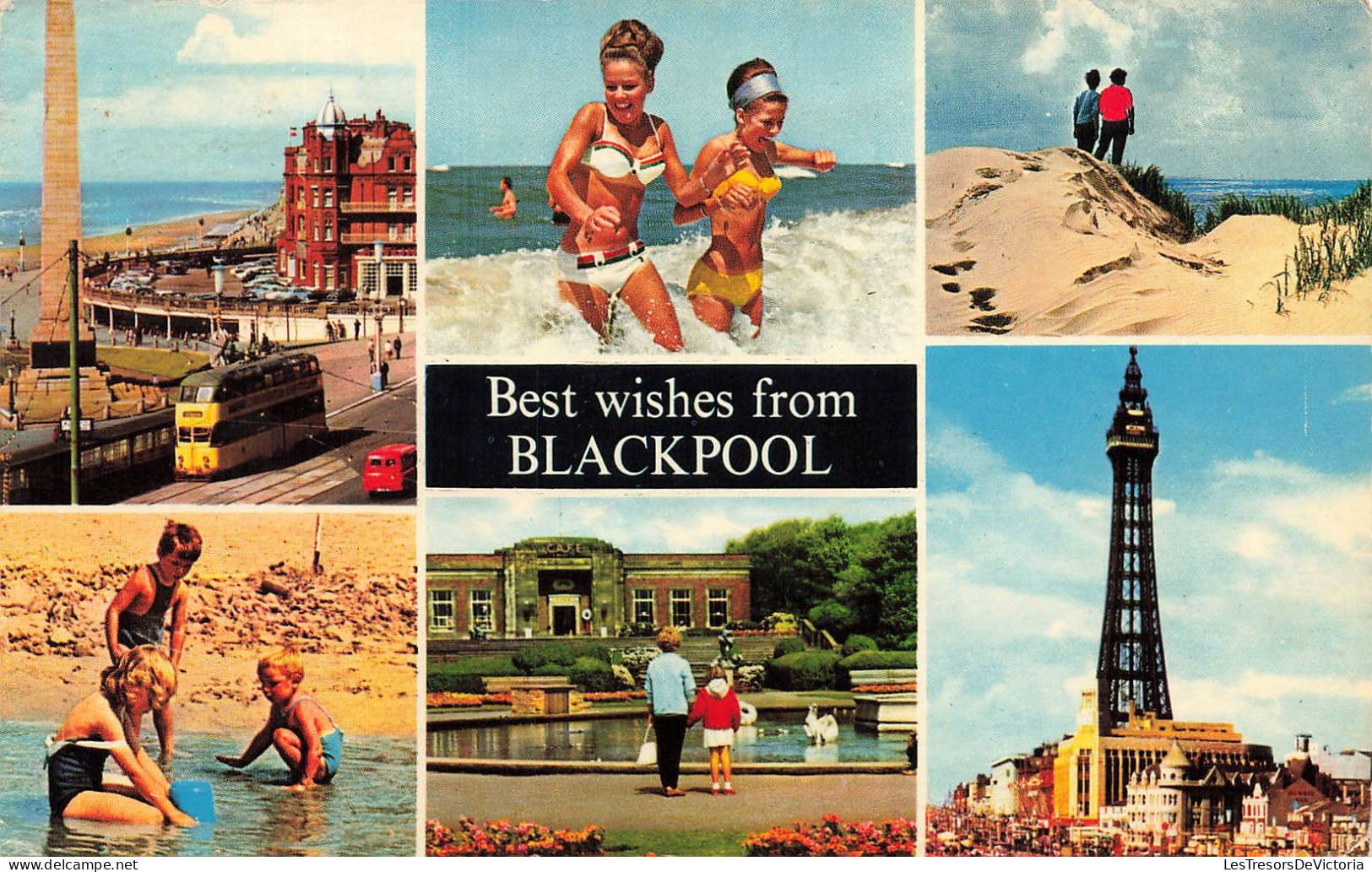 ROYAUME-UNI - Best Wishes From Blackpool - Multi-vues De Différents Endroits - Animé - Carte Postale Ancienne - Blackpool