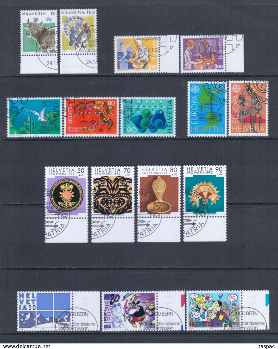 Switzerland 1992 Complete Year Set - Used (CTO) - 28 Stamps (please See Description) - Oblitérés