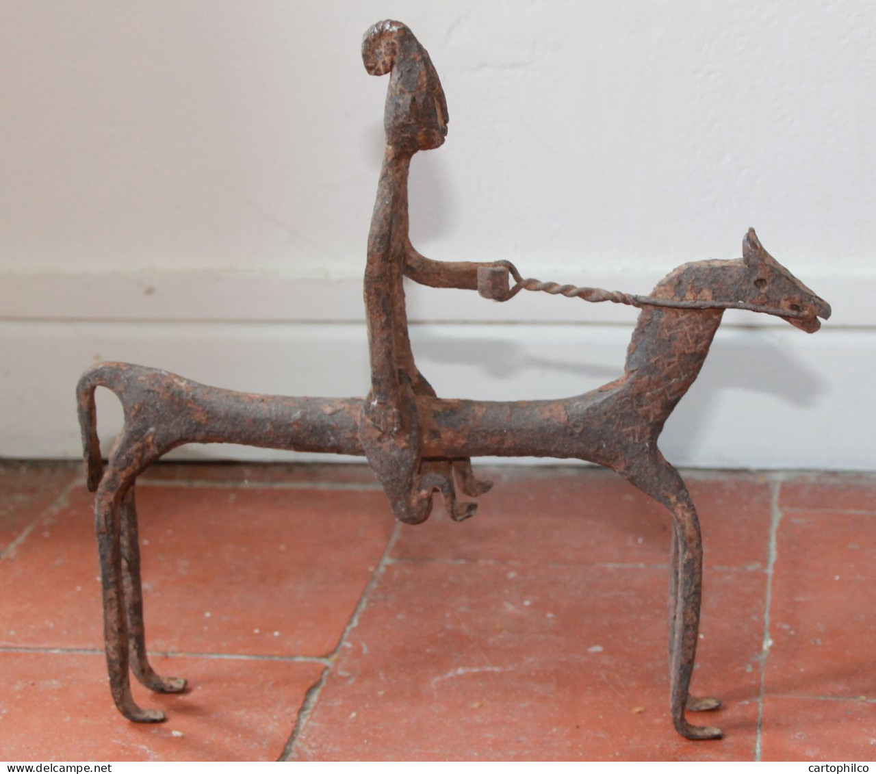 Art Africain Cavalier Fer Forg� Dogon Mali  24 Cm - Art Africain