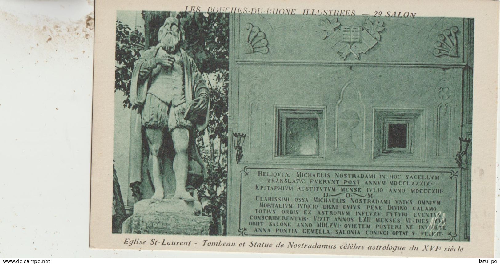 Salon 13 Carte Non Circulée  Eglise  St Laurent _Tombeau Et Statue De Nostradamus  Celebre Astrologue Du XVIe Siecle - Salon De Provence