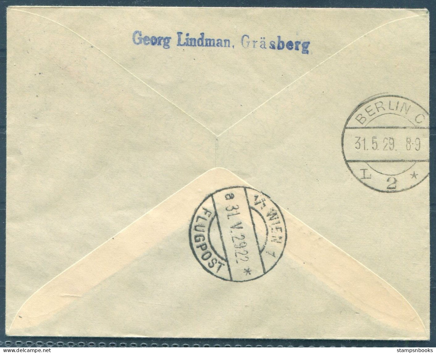 1929 Sweden Stockholm - Wien Austria Via Berlin Germany Airmail 1st Flight Cover. Stockholm / Amsterdam Night Flight - Lettres & Documents