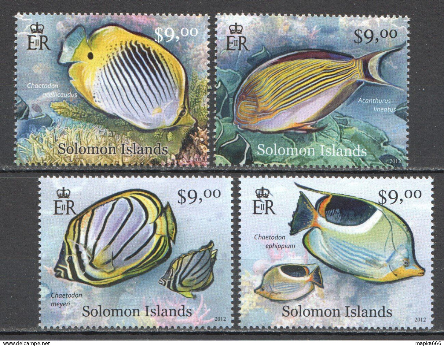 Wb361 2012 Solomon Islands Reef Fishes Marine Life #1461-64 Set Mnh - Maritiem Leven