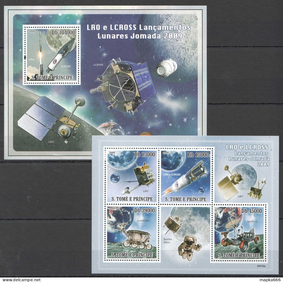 O0217 2009 S. Tome & Principe Space Lro E Lcross 1Bl+1Kb Mnh - Sonstige & Ohne Zuordnung