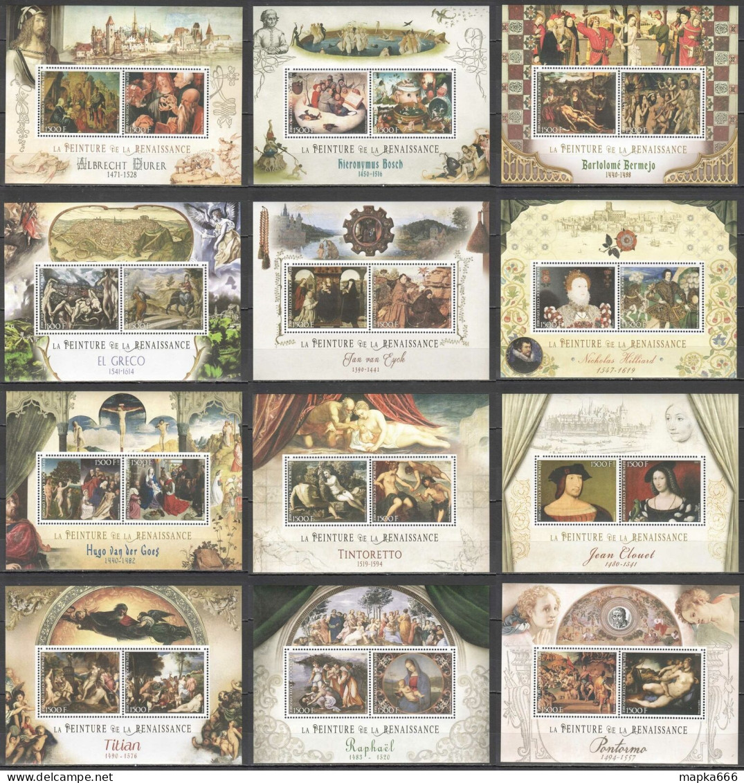 O0160 2017 Art Renaissance Durer Raphael Titian Bosch El Greco 12Bl Mnh - Other & Unclassified