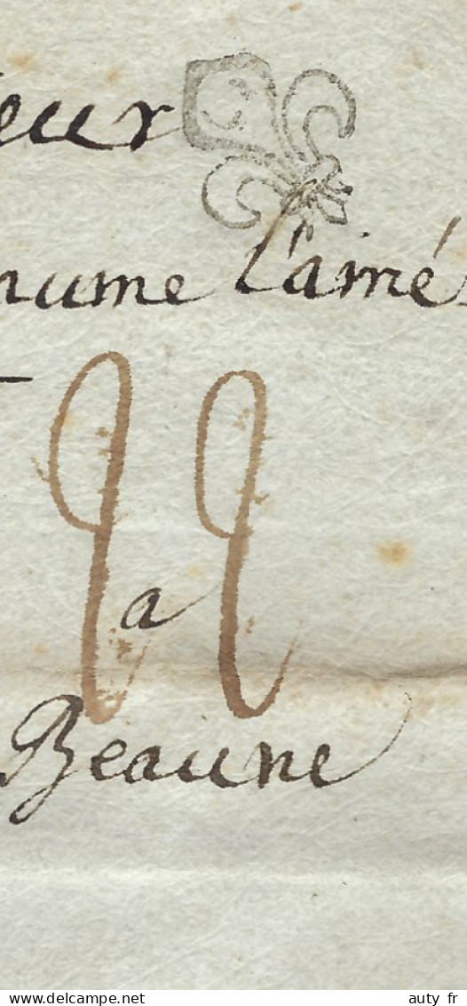 Lettre à La Fleur De Lys 1784 Rotenburg  Pour Beaune - ....-1700: Précurseurs