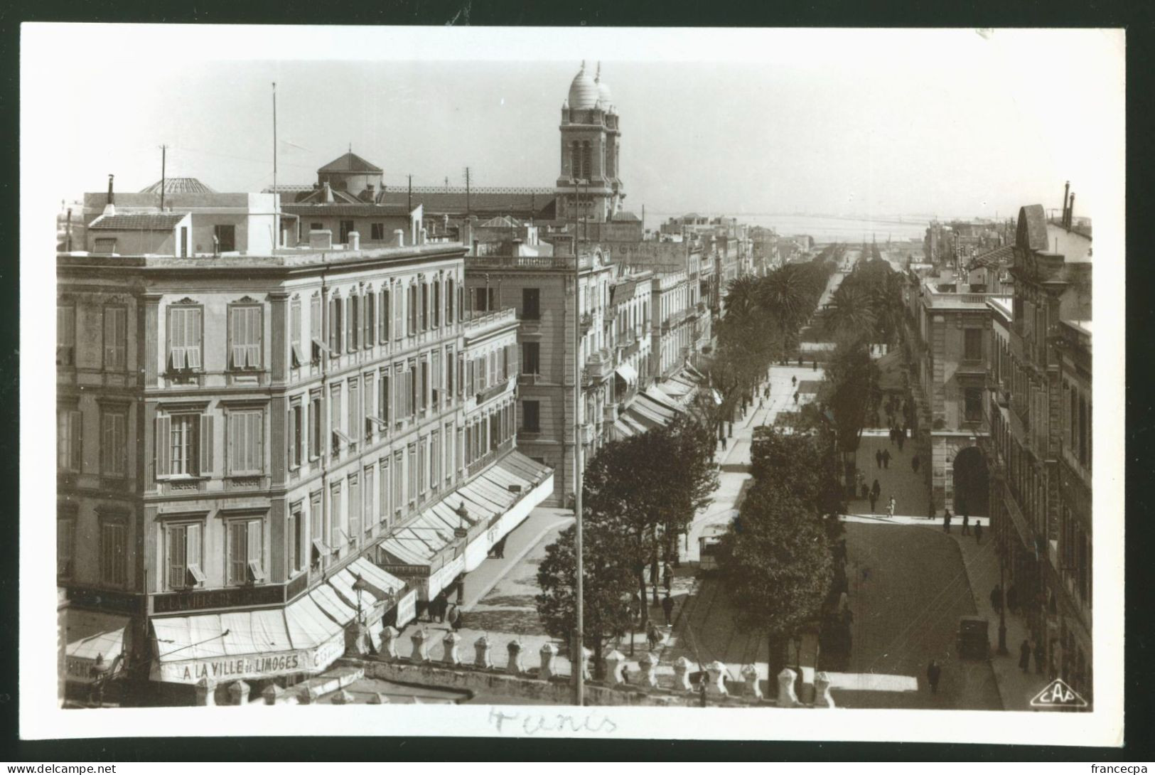 923 - TUNISIE - TUNIS - Perspective De L'Avenue De France Et Jules Ferry - Magasin  A LA VILLE DE LIMOGES - Túnez