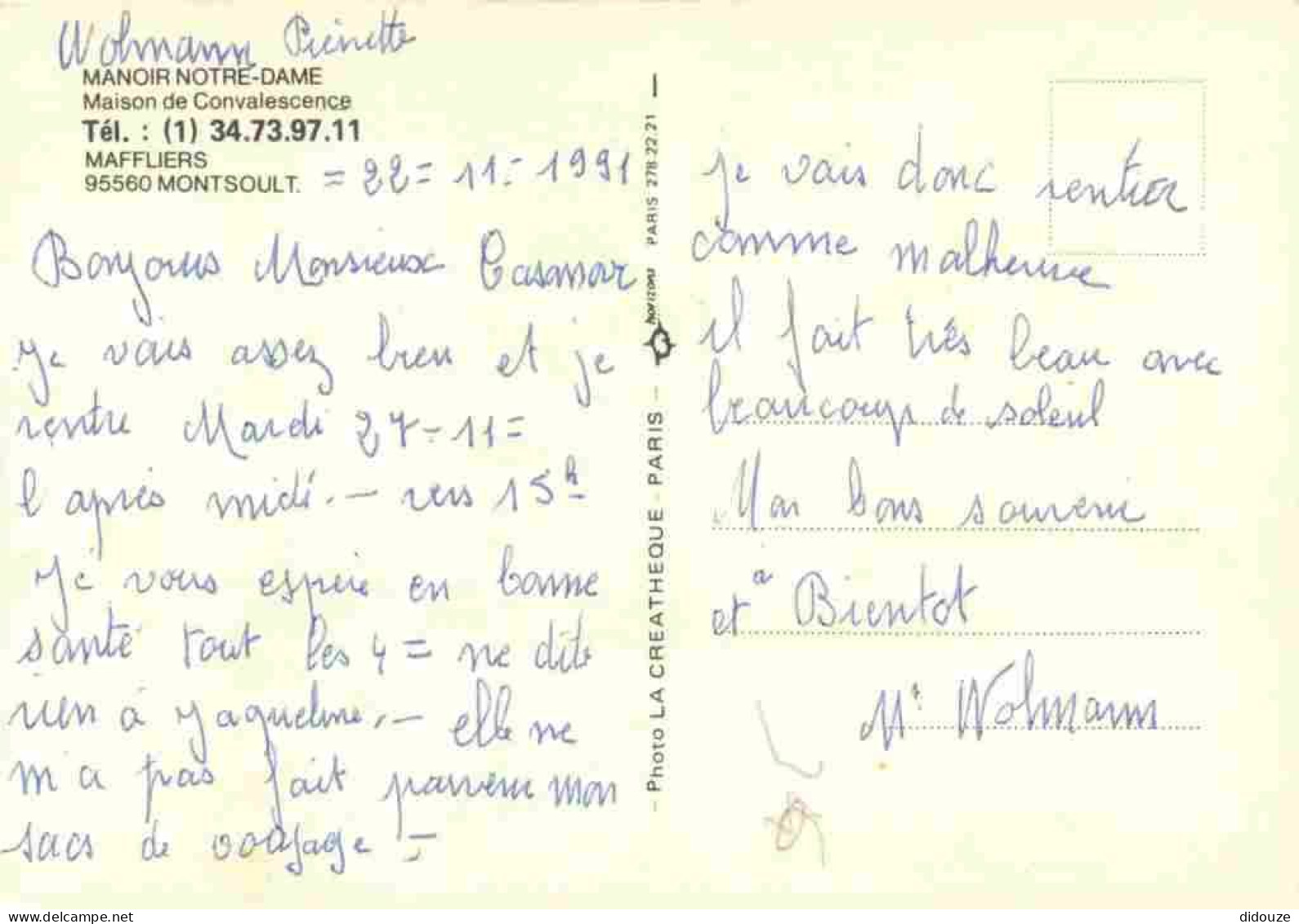 95 - Maffliers - Montsoult - Le Manoir Notre Dame - Maison de convalescence - Fleurs - CPM - Voir Scans Recto-Verso