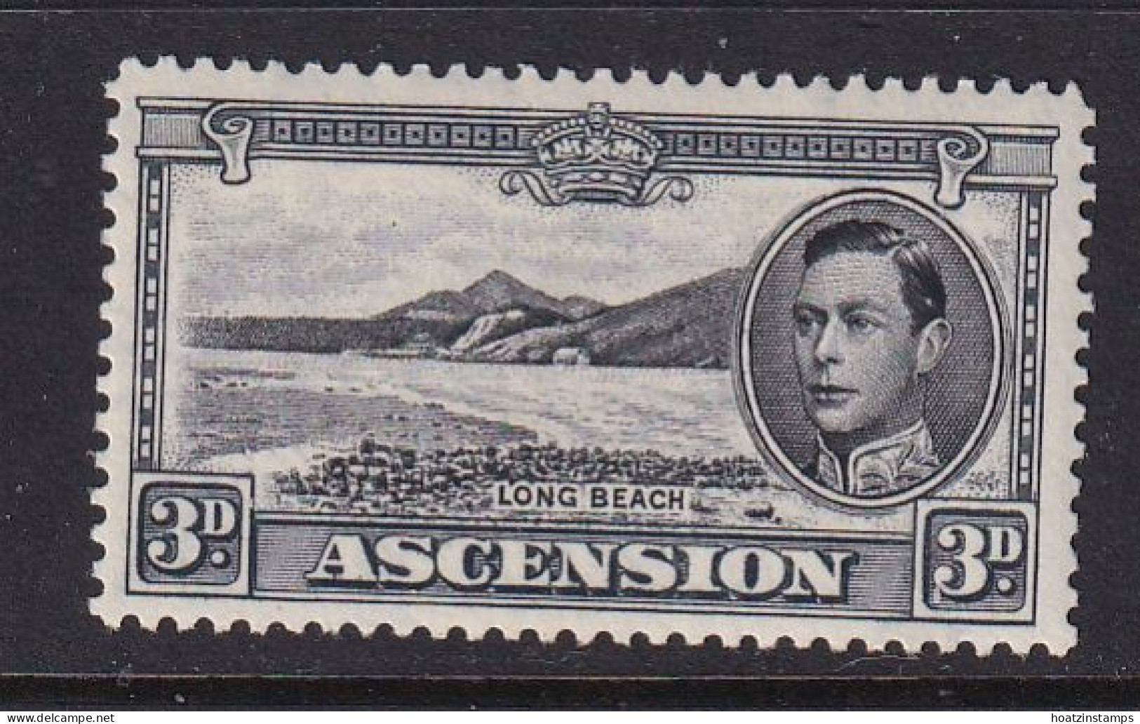 Ascension: 1938/53   KGVI    SG42b    3d  Black & Grey  [Perf: 13]    MH - Ascension (Ile De L')