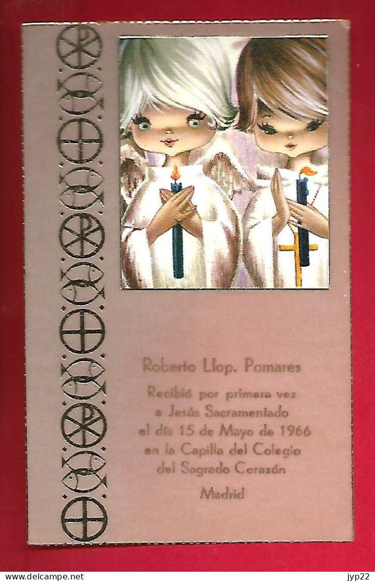 Image Pieuse Communion Roberto Llop. Pomares 15-05-1966 Chapelle Del Colegia Del Sagrado Corazon Madrid Espagne - Images Religieuses