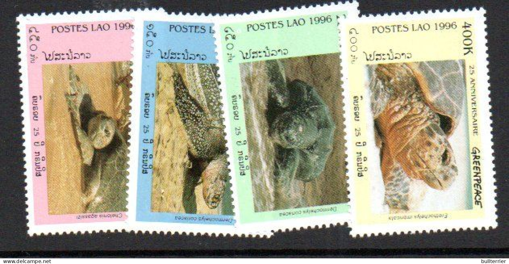 LAOS -  1996 - GREENPEACE TURTLES Set Of 4  MINT NEVER HINGED - Laos