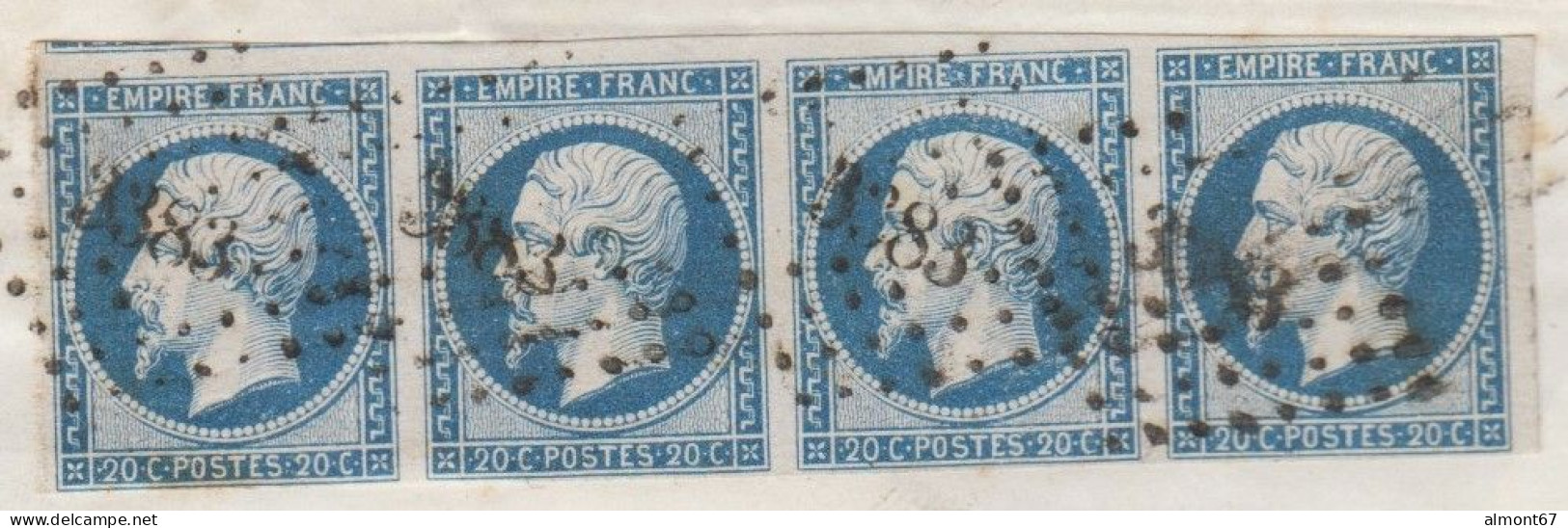 Napoléon - Bande De 4 Du 14A  Sur Enveloppe De Toulouse - Cote : 60 € - 1853-1860 Napoleon III