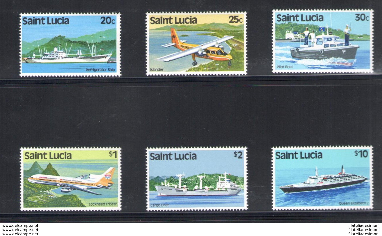 1984 ST. Lucia - Mezzi Di Trasporto - Serie Di 6 Valori - Yvert Tellier N . 634-39 Filigrana A - MNH** - Barcos Polares Y Rompehielos