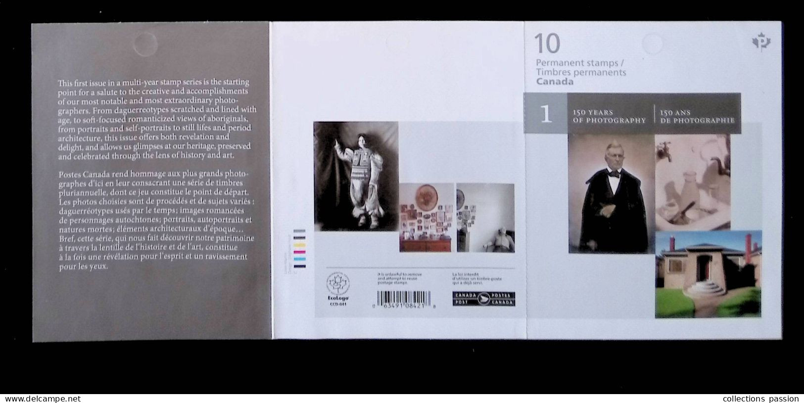 CL, Carnet, Permanent Stamps, Canada, 150 Years Of Photography, 150 Ans De Photographie - Libretti Completi