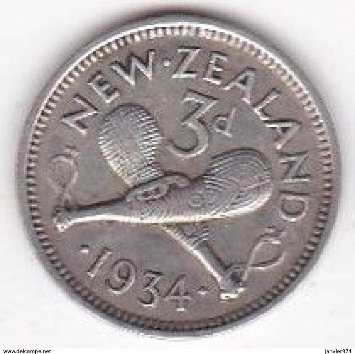 New Zealand, 3 Pence 1934 , George V, En Argent, KM# 1 - Neuseeland