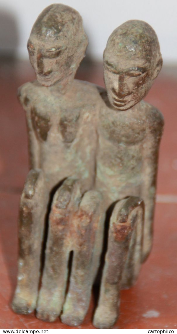 Art Africain Couple Agenouillï¿½ Bronze Dogon Mali  10 Cm - Art Africain