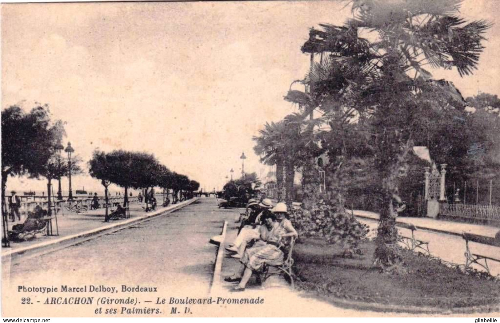 33 - Gironde -  ARCACHON -   Boulevard Promenade Et Ses Palmiers - Arcachon