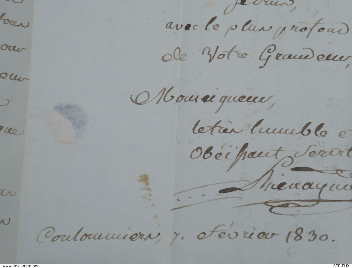 DP2 FRANCE  LETTRE RR PORT PAYé   1830 PETIT BUREAU COULOMMIERS +A M. L EVEQUE +AFF. INTERESSANT++ - 1801-1848: Voorlopers XIX