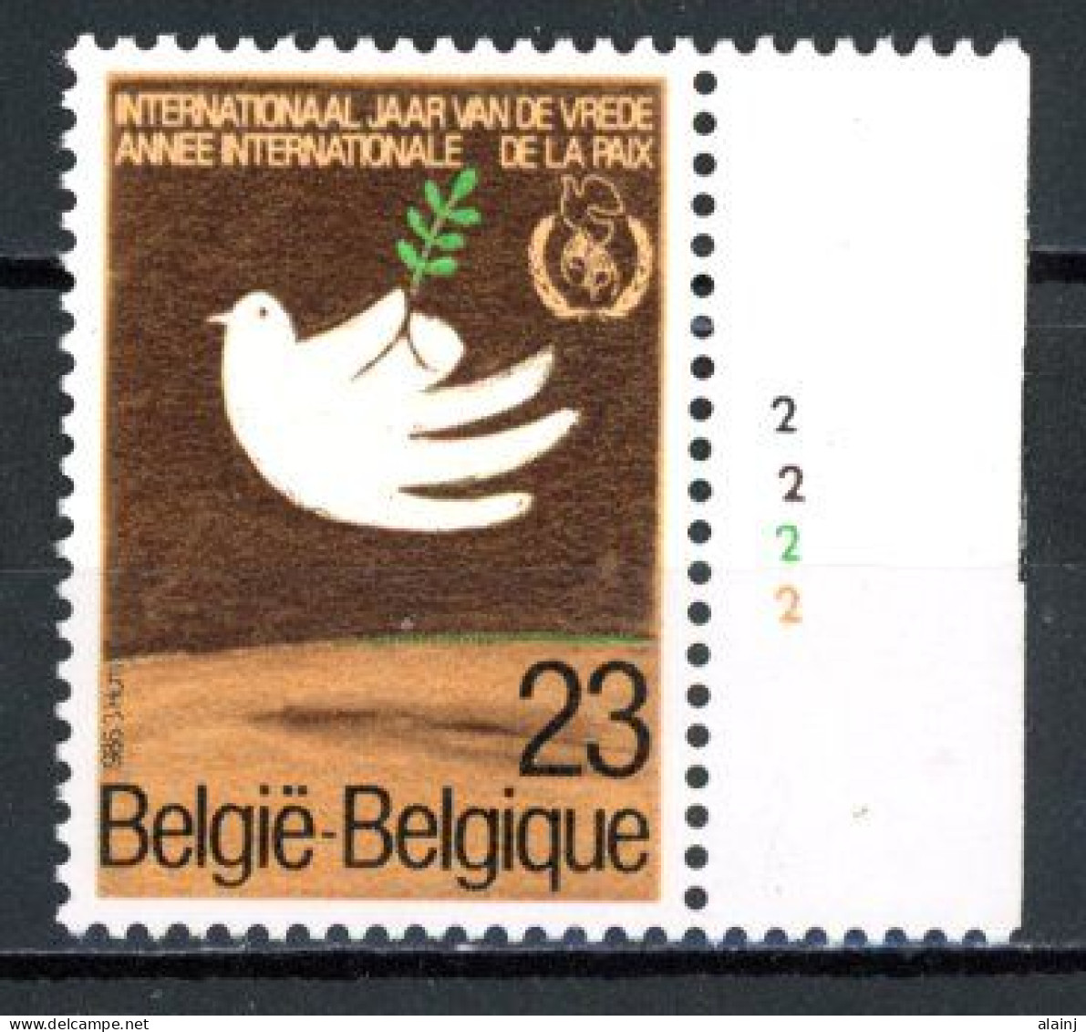 BE  2202  XX   ----    Année Internationale De La Paix   --   N° De Planche 2 - 1981-1990