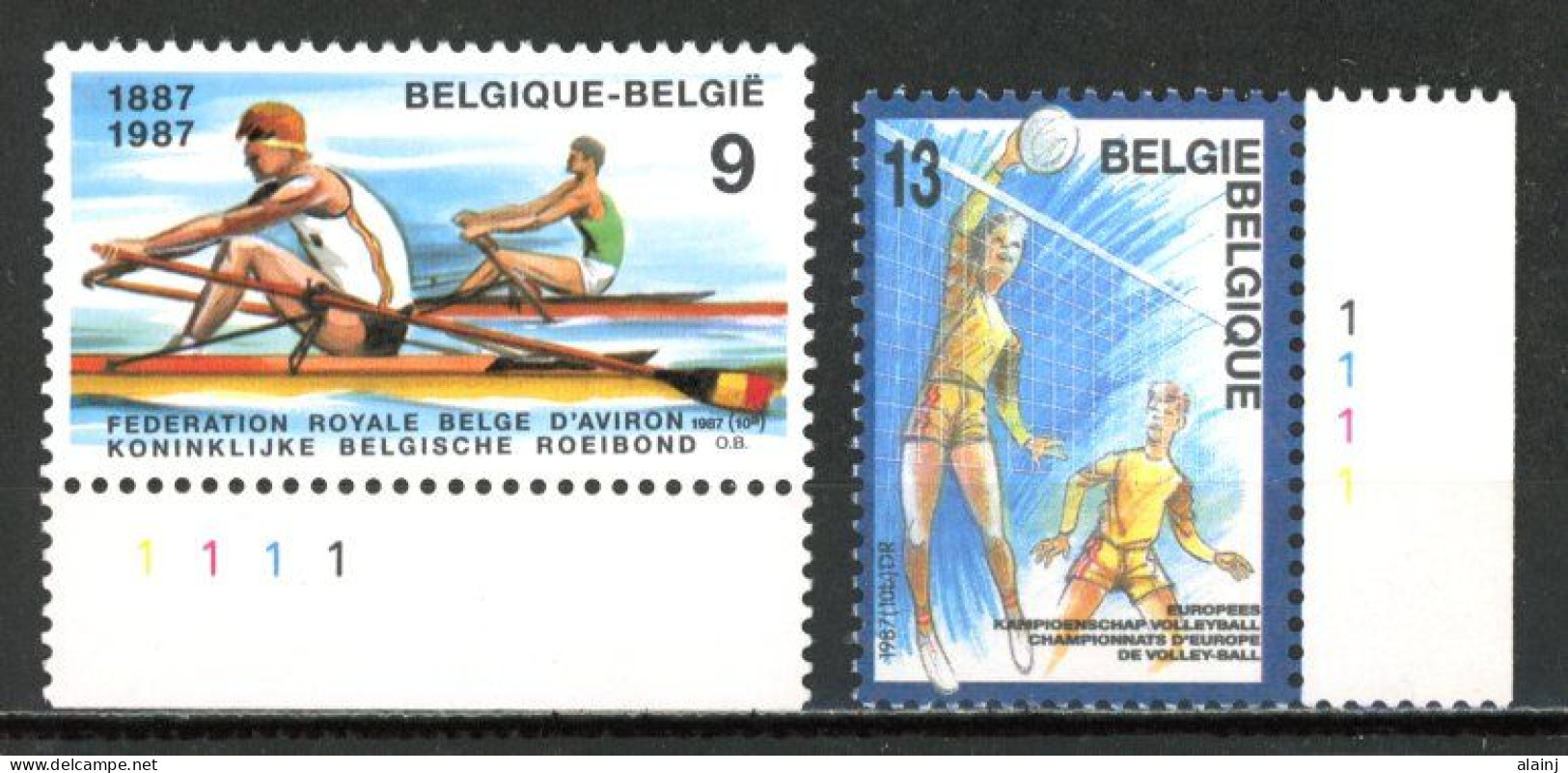 BE  2259 - 2260  XX   ---- Sports : Aviron Et Volley-ball   --  N° De Planche 1 - 1981-1990