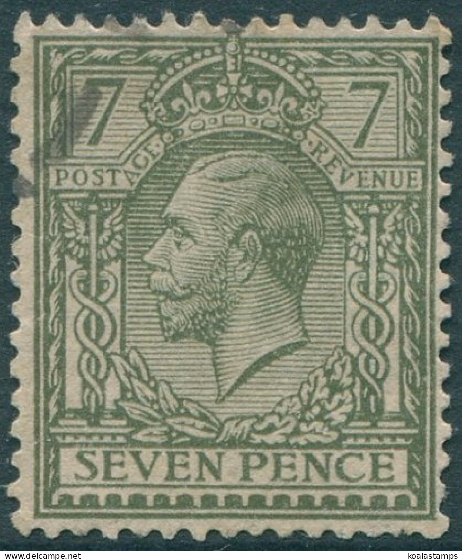 Great Britain 1912 SG388 7d Bronze-green KGV #2 FU (amd) - Non Classés