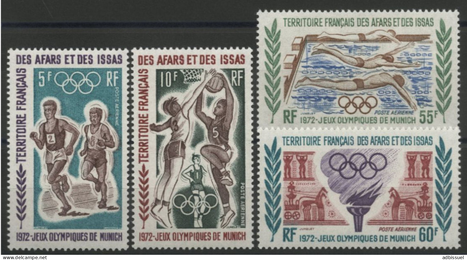 AFARS Et ISSAS POSTE AERIENNE PA N° 72 à 75 Neufs ** (MNH) "Jeux Olympiques Munich 1972" Qualité TB. - Ungebraucht