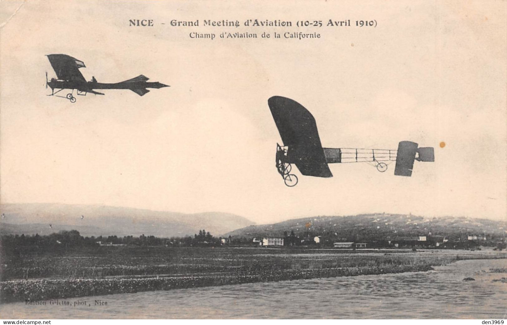 NICE (Alpes-Maritimes) - Grand Meeting D'Aviation (10-25 Avril 1910) - Avions Champ De La Californie - Voyagé (2 Scans) - Luftfahrt - Flughafen